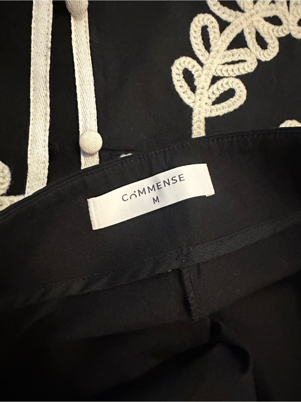 Commense Black and Cream Embroidered Cropped Jumpsuit - Picture 6 of 8